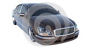 Luxury Brown Sedan Car . 3D rendering.