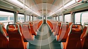 Luxury bus interior with rows of comfortable seats