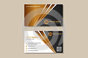 Luxury business card design. Gold and black color on gray background