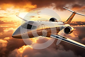 Luxury business jet plane airplane private jet during flight fast luxurious transportation success journey wealth fly