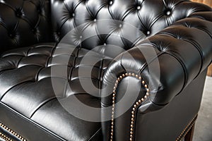 luxury buttoned black leather - generated by ai