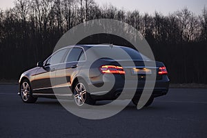 Luxury car on the evening road