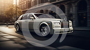 Luxury car Rolls Royce Black Badge on the move in London