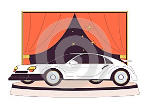 Luxury car showroom 2D linear cartoon object