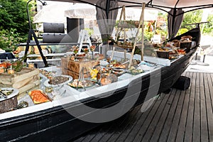 Luxury catering by the pool, food bloggers event, banquet, wedding, festive, hotel brunch buffet