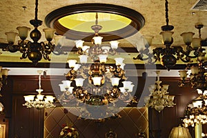 Luxury ceiling lighting lit up by led lamp bulbs