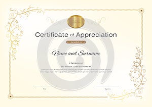 Luxury certificate template with elegant border frame, Diploma d