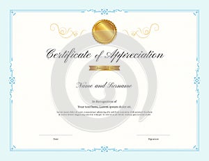 Luxury certificate template with elegant border frame, Diploma design