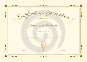 Luxury certificate template with elegant border frame, Diploma design for graduation or completion