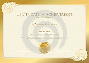 Luxury certificate template with elegant border frame, Diploma design for graduation or completion