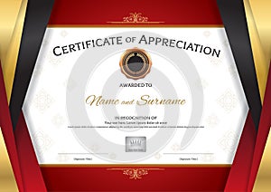 Luxury certificate template with elegant golden red border frame