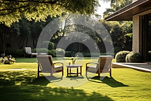 Luxury chairs backyard modern. Generate Ai