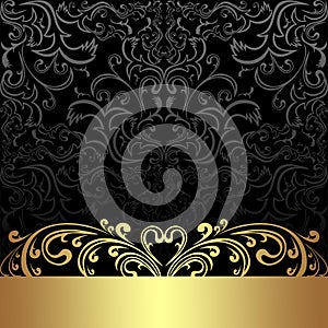 Luxury charcoal Background with golden floral Border.