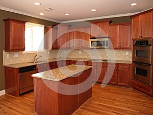 Luxury Cherry Wood Kitchen with Island