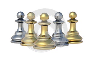 Luxury chess figures pawns isolated on white background