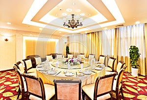 Luxury chinese banqueting room in hotel photo