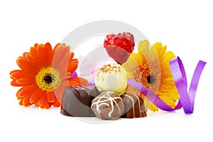 Luxury chocolates and flowers for a special day