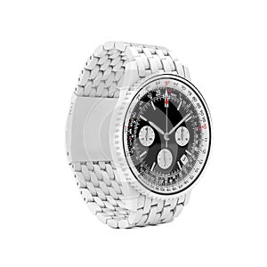 Luxury Classic Analog Men`s White Wrist Watch in Clay Style. 3d Rendering