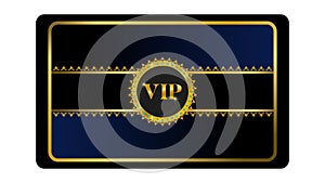 Luxury club card for VIP members. Blue stripes. Gold ornament