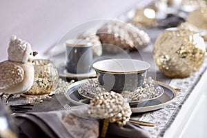 Luxury coffee plate set still life