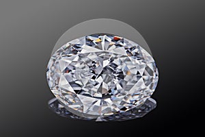 Luxury colorless transparent sparkling gemstone shape oval cut diamond isolated on black background