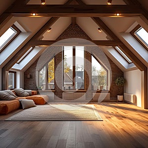 Luxury concept modern dormer loft conversion interior in apartment or house