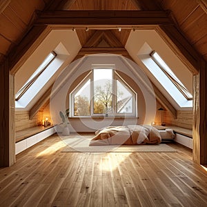 Luxury concept modern dormer loft conversion interior in apartment or house