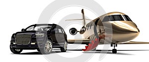 Luxury Crossover with a private jet