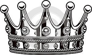Luxury crown black and white vector illustration