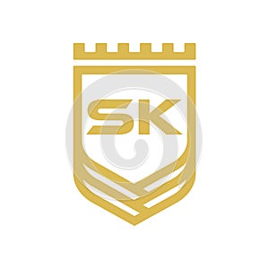 Luxury Crown logo design. SK logo vector icon royalty. Golden luxury KS letter logo design template SK logo vector images. photo
