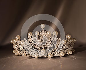 Luxury crown with pearls and jems and diamonds. Princess photo