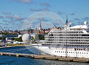 Luxury cruise boat in port in Tallin Estonia photo