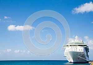 Luxury Cruise Ship in Corner of Frame