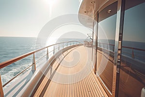 Luxury cruise ship deck with view on the sea and sky.