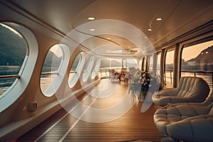 Luxury cruise ship interior.