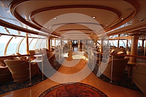 Luxury Cruise Ship Interior, Luxurious Ocean Liner Deck, Cabins Interior, Portholes, Sea View