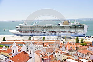 Luxury cruise ship in Lisbon