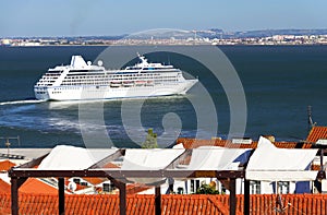 Luxury cruise ship in Lisbon