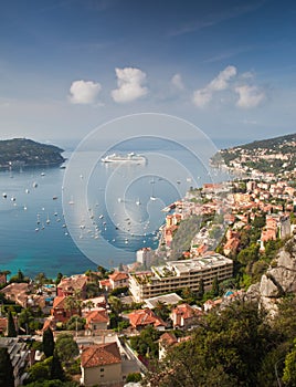 Luxury cruise ship moored at Villefranche ser mer