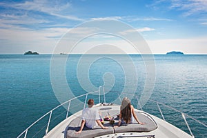 luxury cruise travel on the yacht, romantic honeymoon for couple