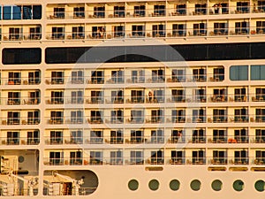 Luxury cruising ship closeup. view from the left.