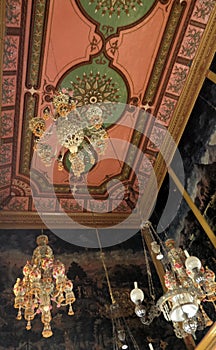 Luxury crystal chandelier ceiling decoration in Buddhist Chapel