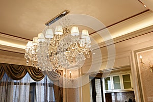 Luxury crystal lighting in living room