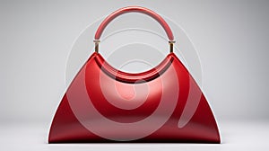 Luxury Curve Handbag: Futuristic Minimalism In Red Leather photo