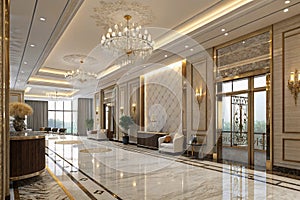 Luxury 3D Rendering of Reception Lobby