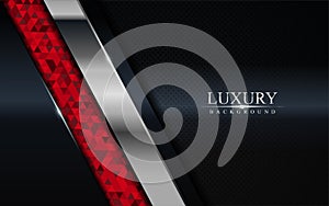 Luxury dark background with red mosaic and silver lines design. Modern abstract background