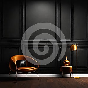 Luxury dark background wall with a chair , dark background wallpaper design