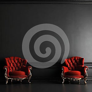 Luxury dark background wall with a chair , dark background wallpaper design