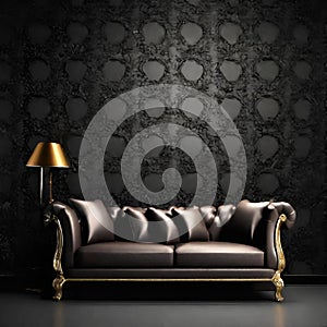 Luxury dark background wall with a chair , dark background wallpaper design