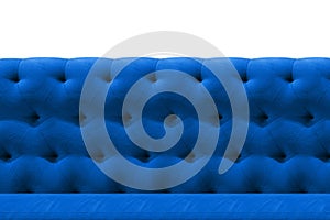 Luxury Dark Blue sofa velvet cushion close-up pattern background on white